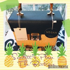 Isabelle Handbag Vegan Top Handle Black/Beige